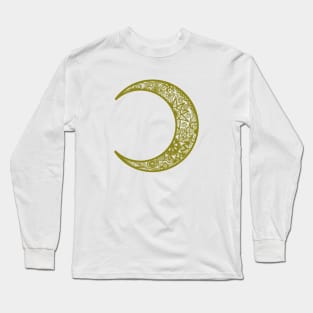 Green Henna Crescent Moon Long Sleeve T-Shirt